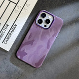 Abstract Camouflage Magnetic Alloy Lens Leather Case for iPhone