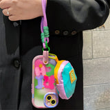 Cute Colorful Coin Purse Crossbody Lanyard Case For iPhone