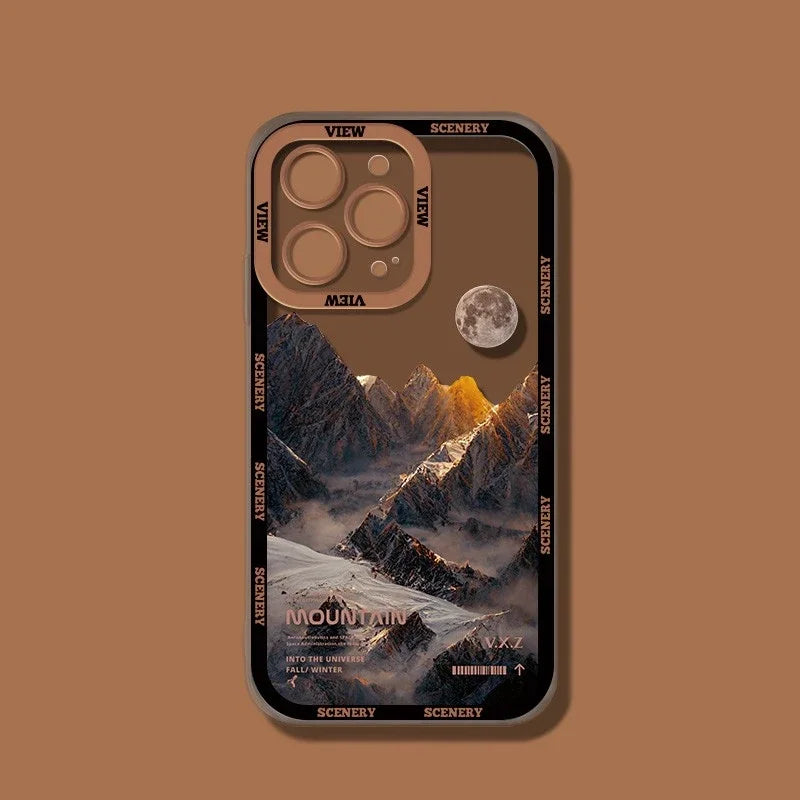 Natural Scenery Purple Blue Sunset Snow Mountain Case For iPhone