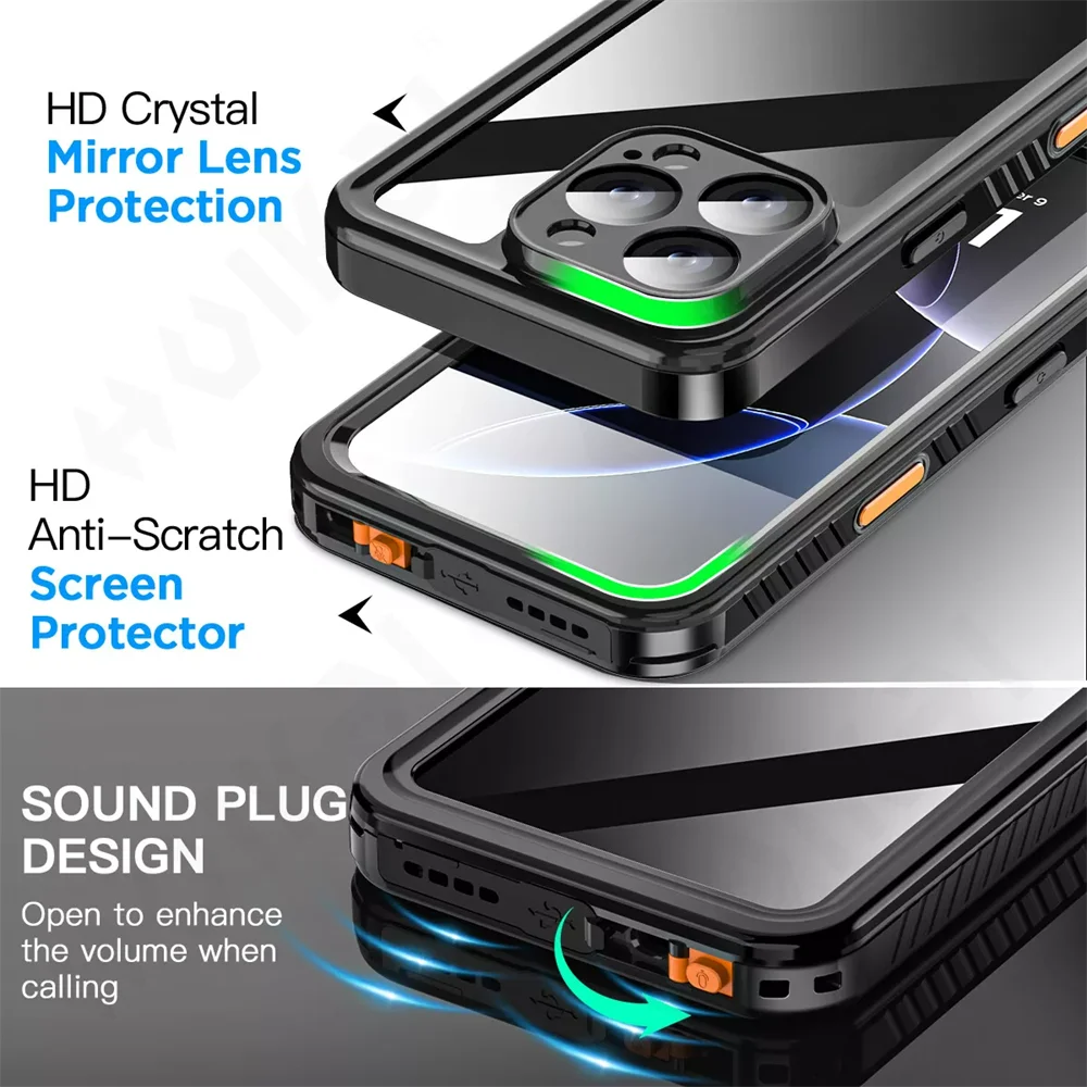 IP68 Waterproof Metal Aluminum Swimming Underwater Case For iPhone