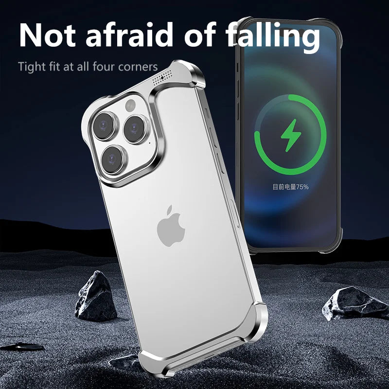 Irregular Titanium Alloy Bumper Borderless Case for iPhone