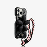 Leather Flower With Lanyard Case For iPhone