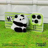 Lovely Panda bamboo Magnetic Holder Case For iPhone