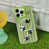 Lovely Panda bamboo Magnetic Holder Case For iPhone