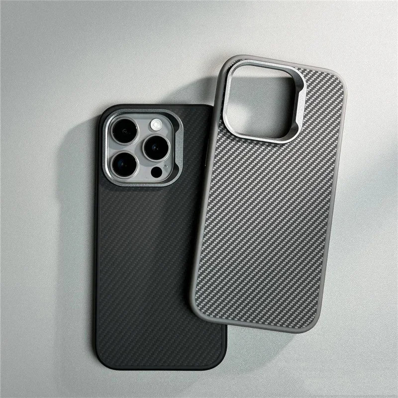 Luxury Alloy Lens Carbon Fibre Magnetic Case for iPhone