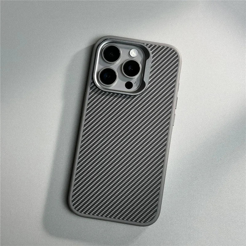 Luxury Alloy Lens Carbon Fibre Magnetic Case for iPhone