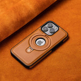 Business PU Leather Magnetic Ring Stand Case For iPhone