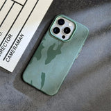 Luxury Camouflage Leather Shockproof Armor Magnetic Case For iPhone