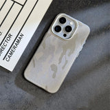 Luxury Camouflage Leather Shockproof Armor Magnetic Case For iPhone