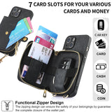 Luxury Crossbody Zipper Leather Rope Card Pocket Case For iPhone