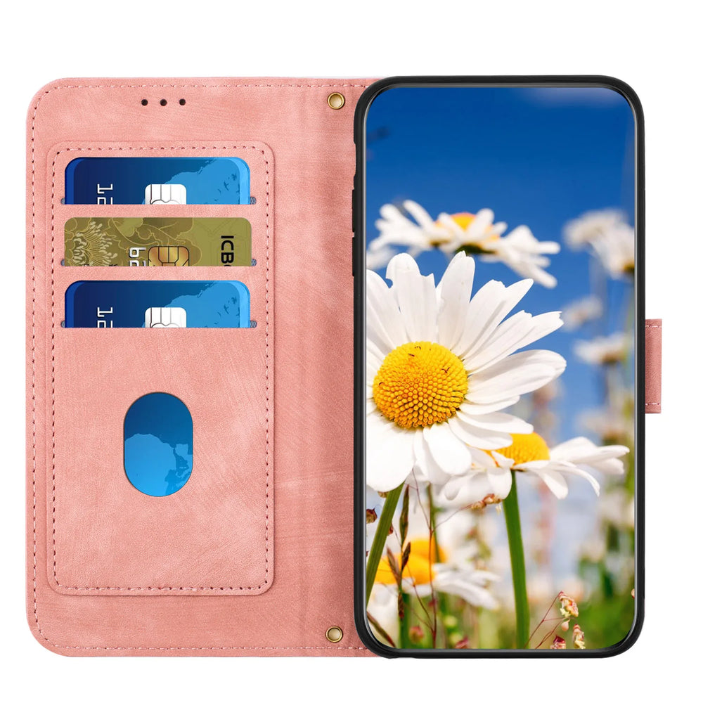 Luxury Flower Pattern Magnetic Clasp Flip Leather Case for Galaxy