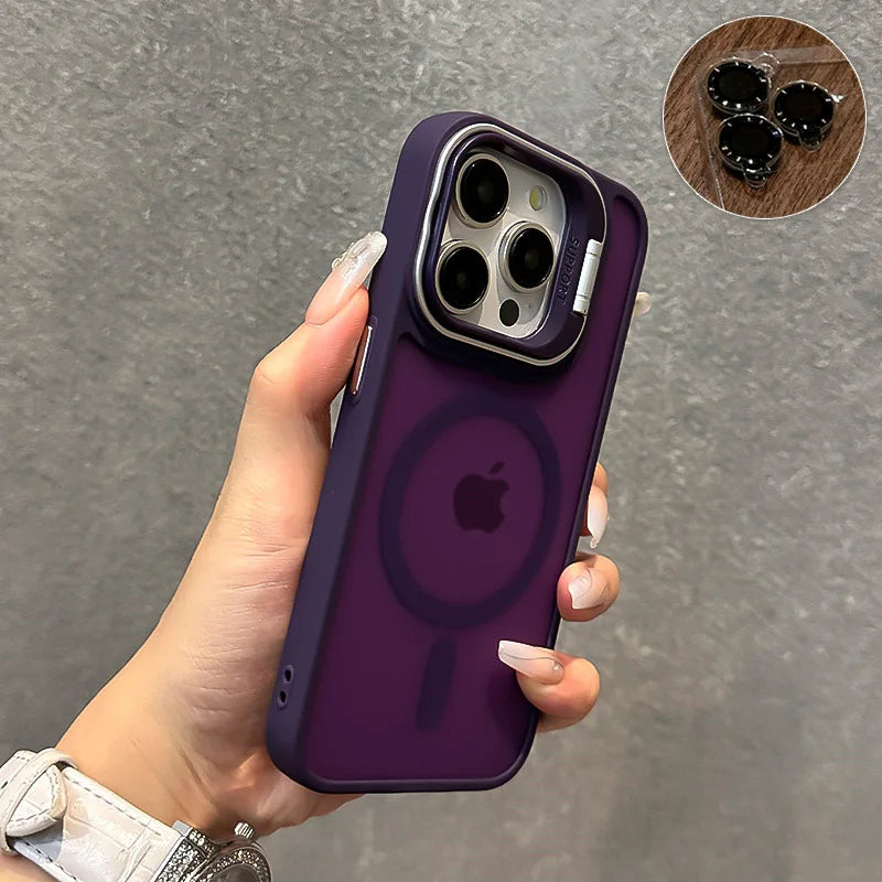 Luxury Magnetic Lens Matte Case For iPhone