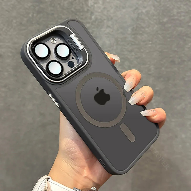 Luxury Magnetic Lens Matte Case For iPhone