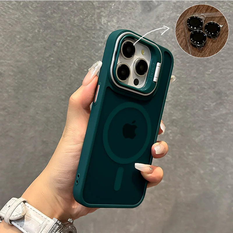 Luxury Magnetic Lens Matte Case For iPhone