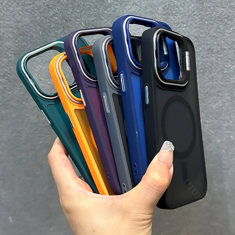 Luxury Magnetic Lens Matte Case For iPhone