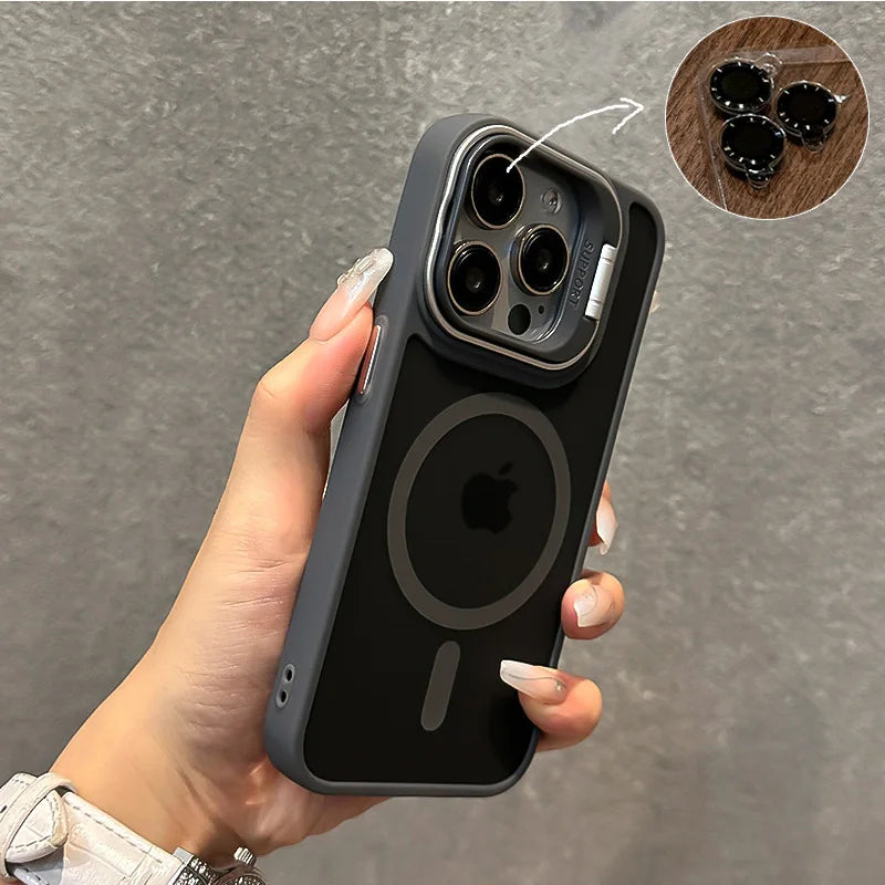 Luxury Magnetic Lens Matte Case For iPhone