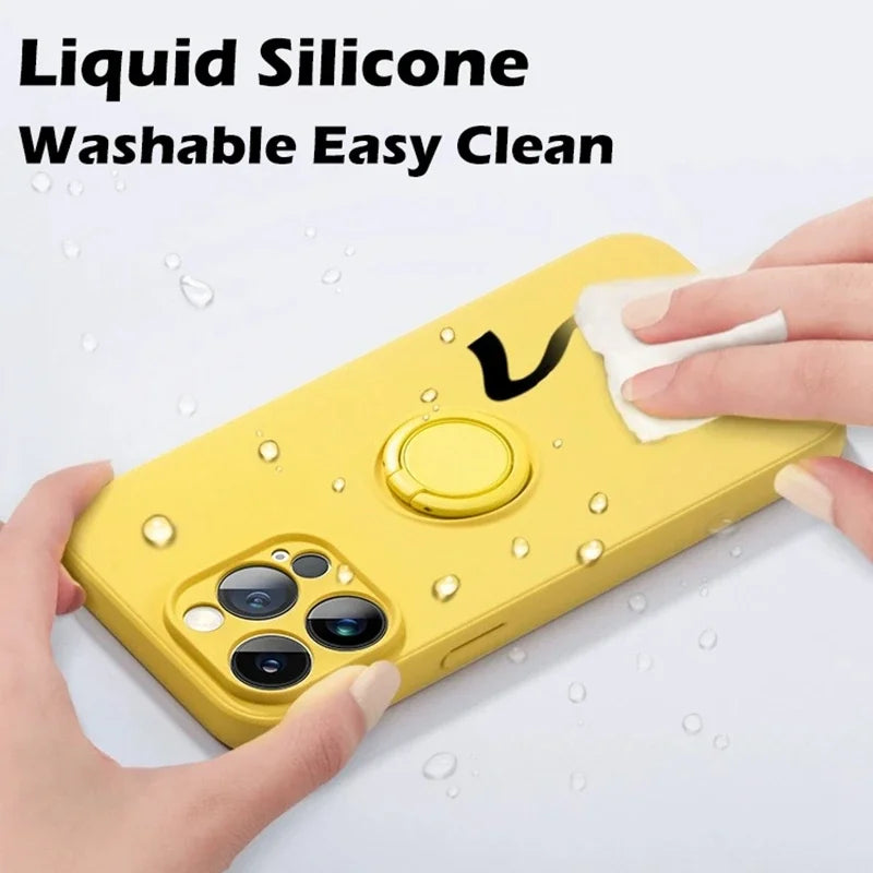 Luxury Liquid Silicone Ring Holder Case For iPhone