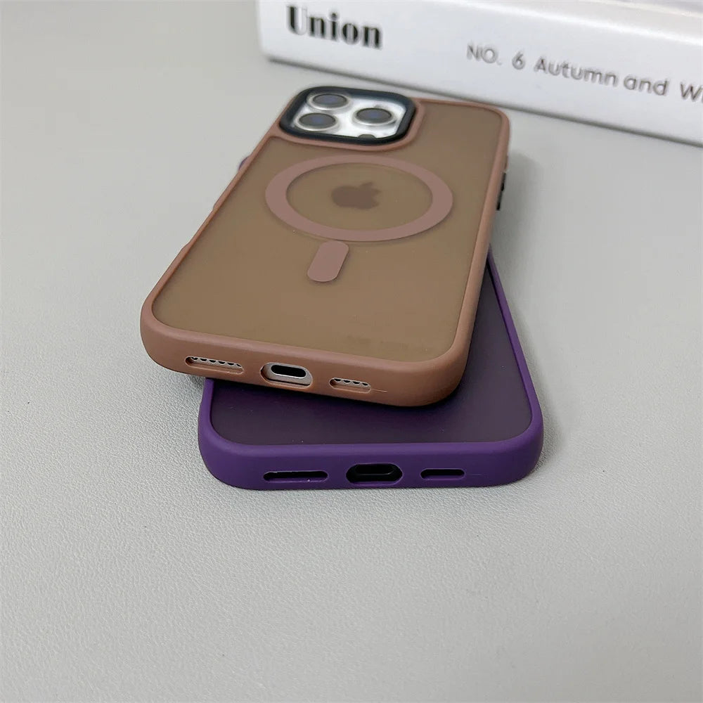 Luxury Magnetic Shockproof Matte Case For iPhone