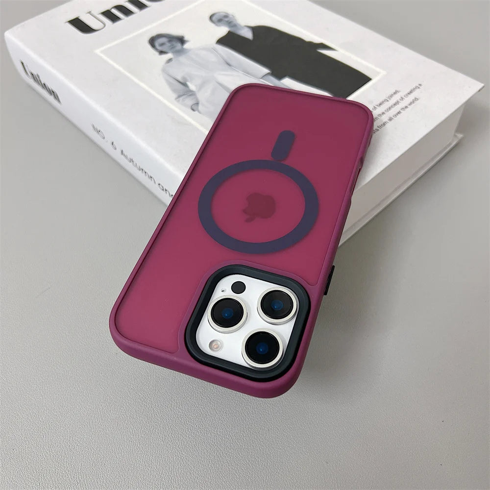 Luxury Magnetic Shockproof Matte Case For iPhone