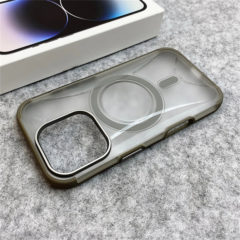 Matte Armor Alloy Lens Magnetic Case for iPhone