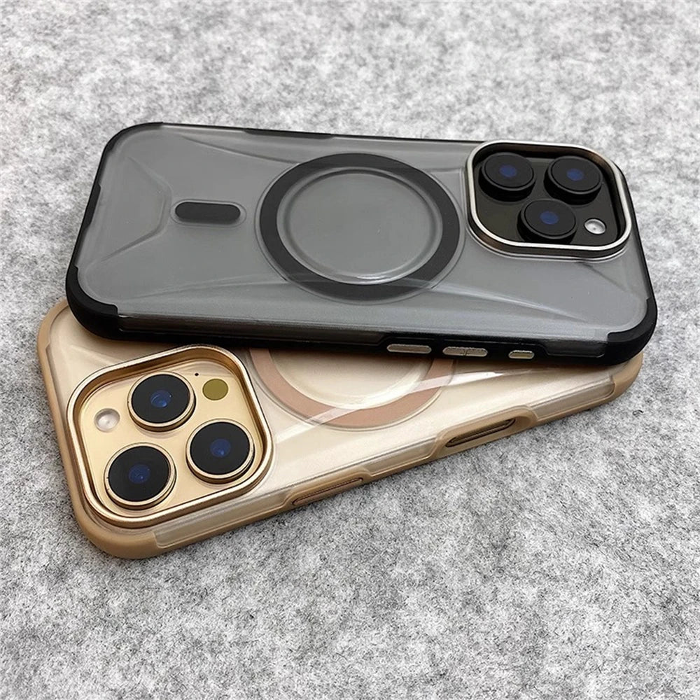 Matte Armor Alloy Lens Magnetic Case for iPhone