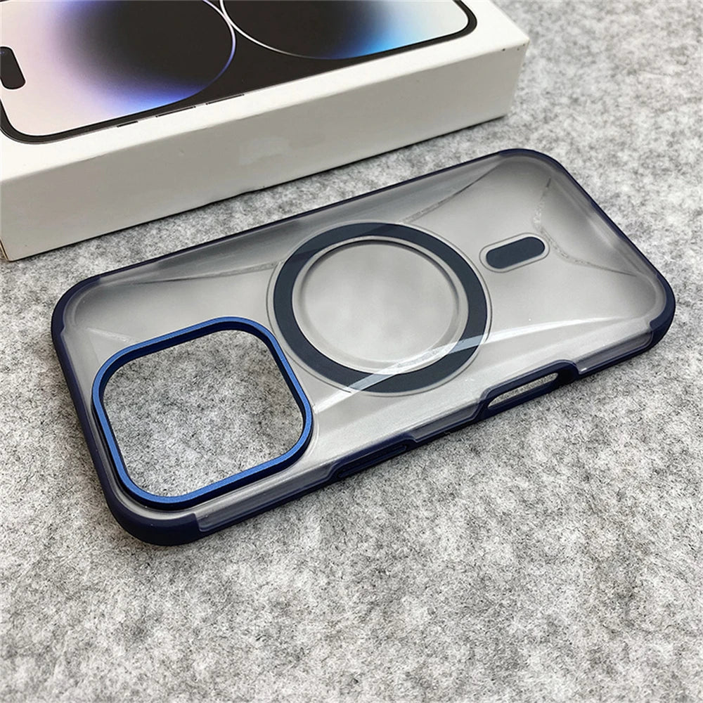 Matte Armor Alloy Lens Magnetic Case for iPhone