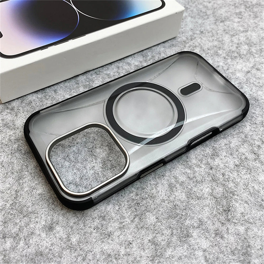 Matte Armor Alloy Lens Magnetic Case for iPhone