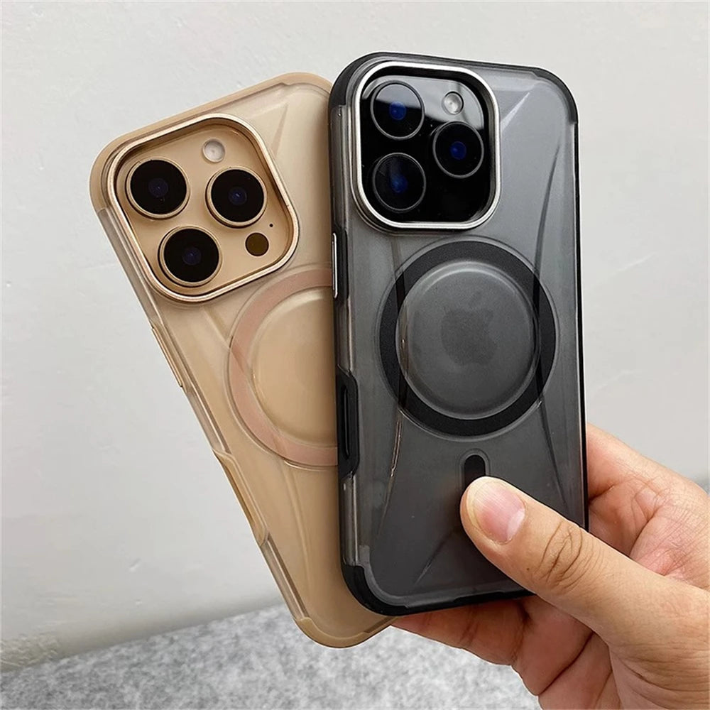 Matte Armor Alloy Lens Magnetic Case for iPhone