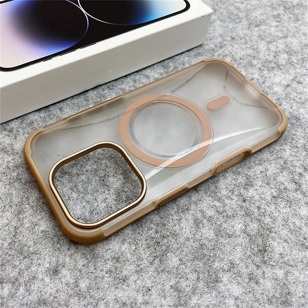 Matte Armor Alloy Lens Magnetic Case for iPhone