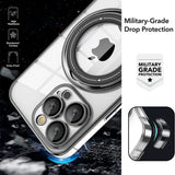 Luxury Plating Clear Rotating Magnetic Stand Phone Case For iPhone