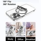 Luxury Plating Clear Rotating Magnetic Stand Phone Case For iPhone