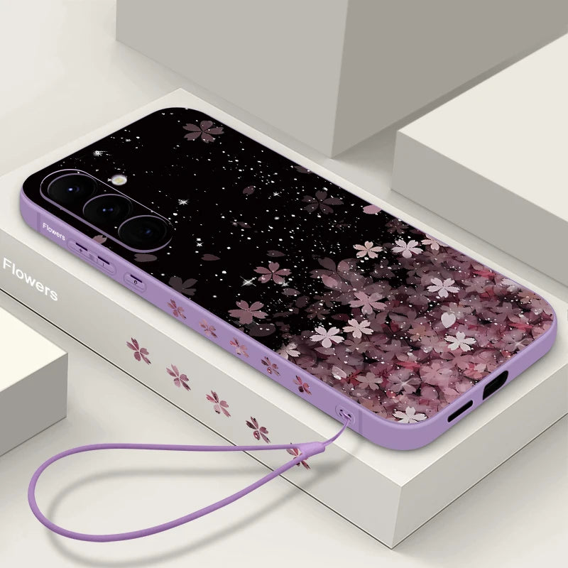 Luxury Sakura Print Lanyard Case For Samsung Galaxy