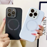 Luxury Soft Liquid Silicone Magnetic Case For iPhone