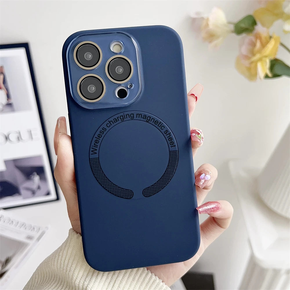 Luxury Soft Liquid Silicone Magnetic Case For iPhone