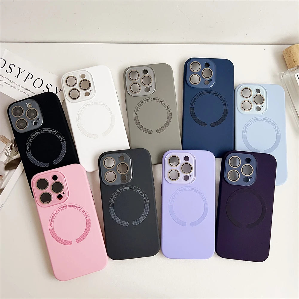 Luxury Soft Liquid Silicone Magnetic Case For iPhone