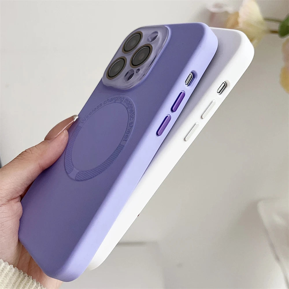 Luxury Soft Liquid Silicone Magnetic Case For iPhone