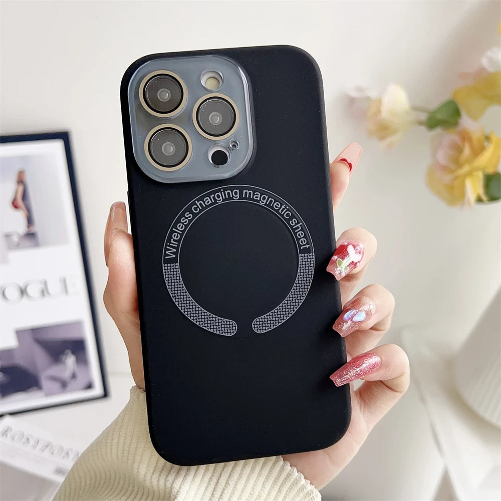 Luxury Soft Liquid Silicone Magnetic Case For iPhone