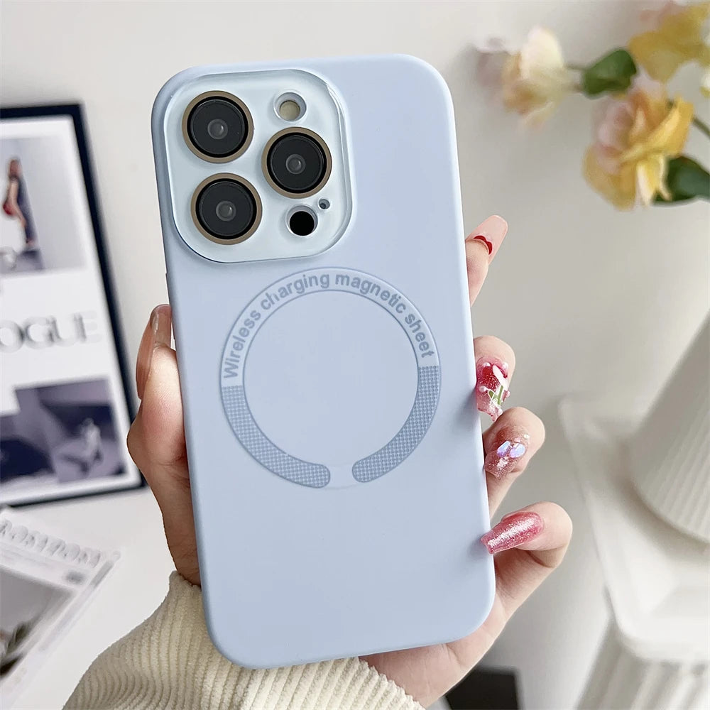 Luxury Soft Liquid Silicone Magnetic Case For iPhone