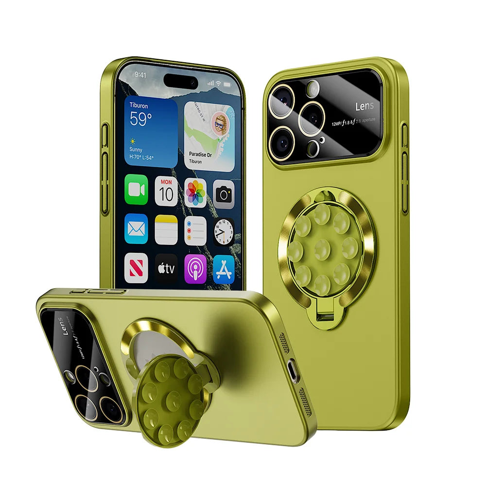 Luxury Suction Cup Magnetic Folding Stand Case For iPhone