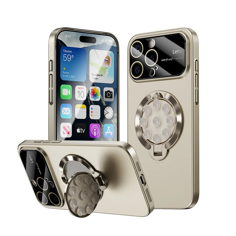 Luxury Suction Cup Magnetic Folding Stand Case For iPhone