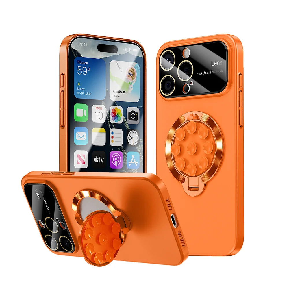 Luxury Suction Cup Magnetic Folding Stand Case For iPhone