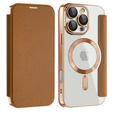 Luxury Transparent Flip Leather Wallet Magnetic Case For iPhone