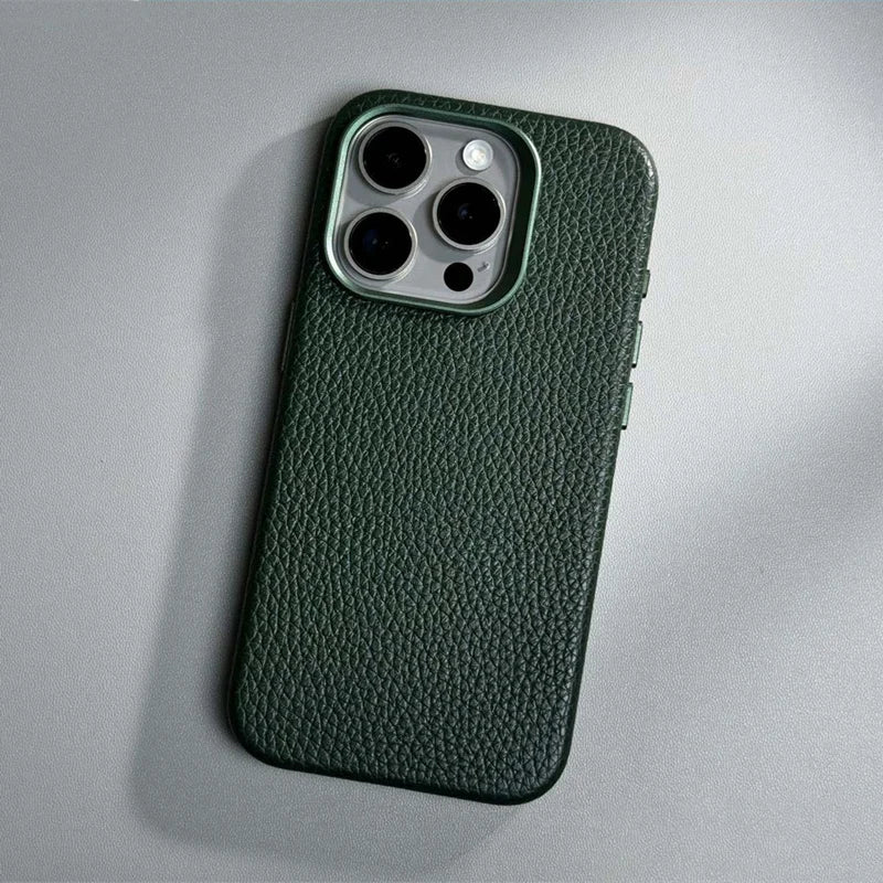 Luxury Magnetic Alloy Lens Leather Case For iPhone