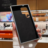 Luxury Plating Leather Invisible Metal Bracket Holder Case for Samsung