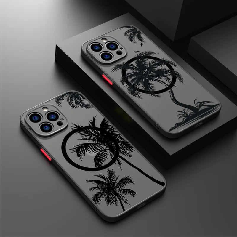 Magnetic Coconut Palm Pattern Case For iPhone