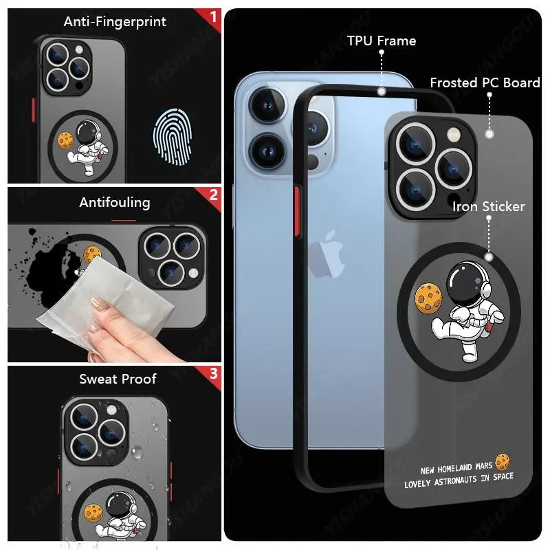 Magnetic Shockproof Bumper Astronaut Case For iPhone