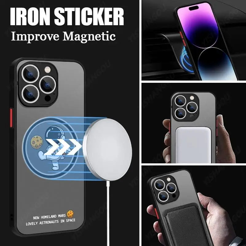 Magnetic Shockproof Bumper Astronaut Case For iPhone