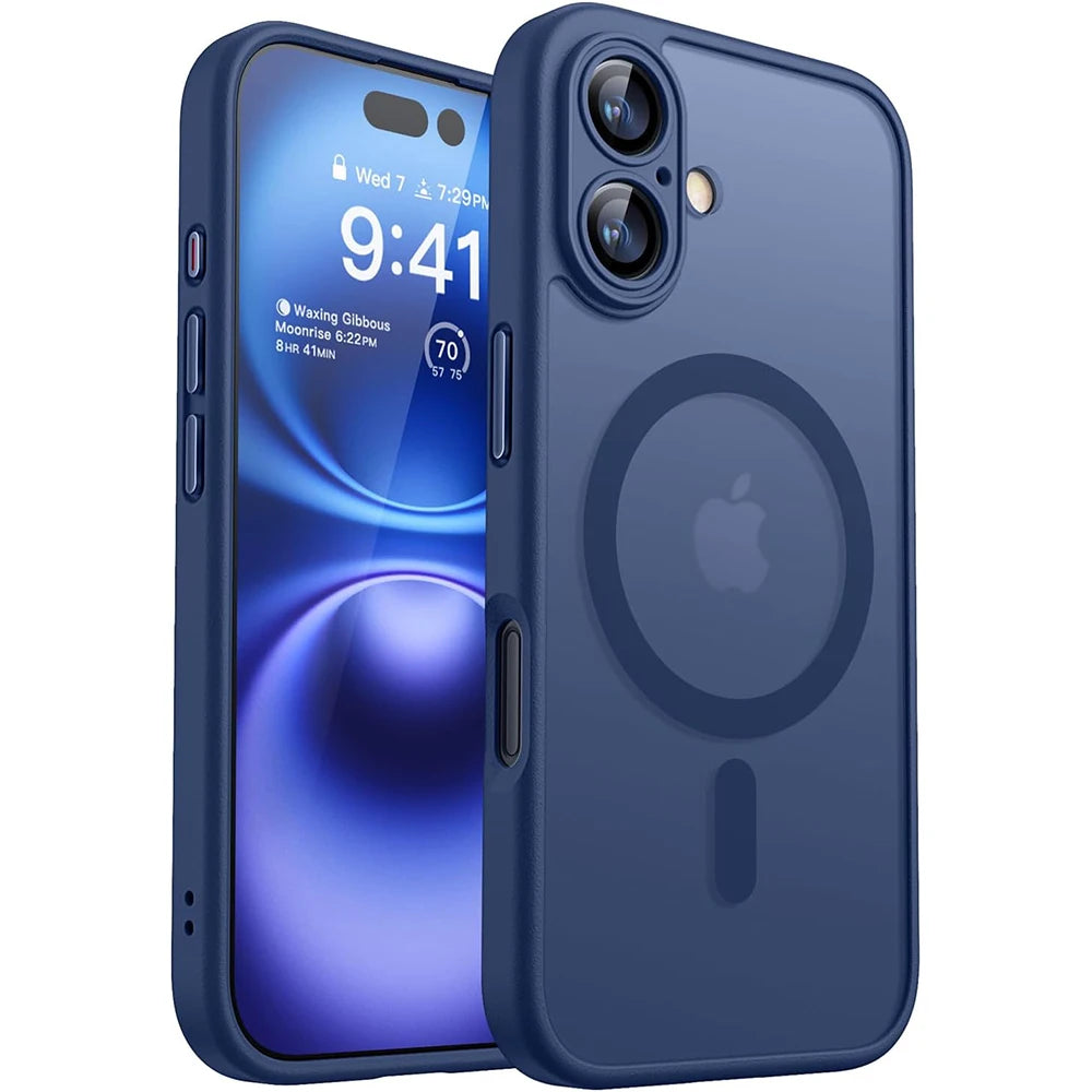 Magnetic Matte Translucent Armor Shockproof Hard PC Case For iPhone