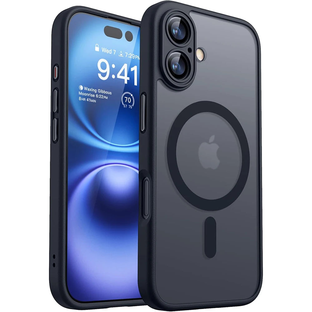 Magnetic Matte Translucent Armor Shockproof Hard PC Case For iPhone