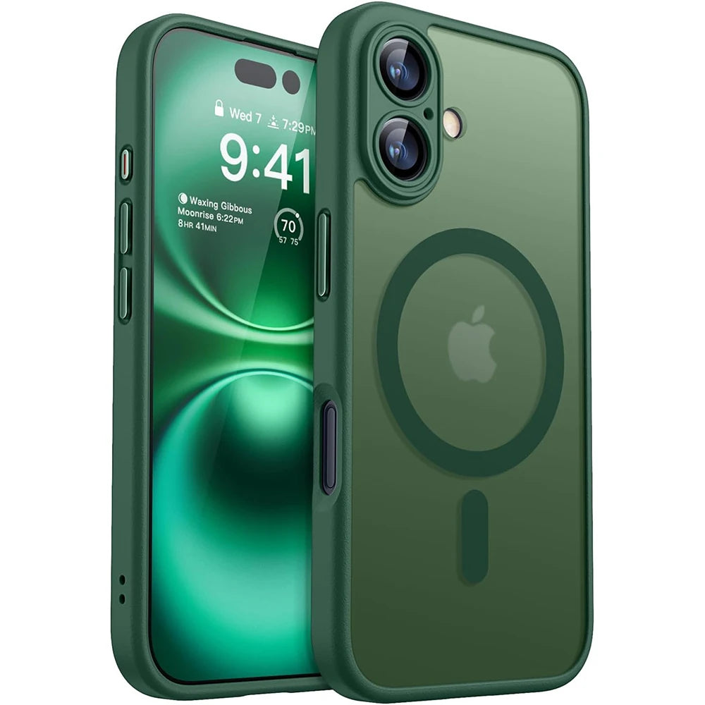 Magnetic Matte Translucent Armor Shockproof Hard PC Case For iPhone